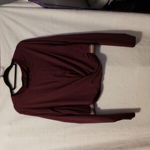 Fabletics Burgundy Crop Top with Striped Accents